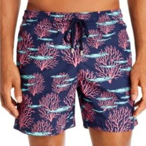 Vilebrequin Navy and Pink Coral Swim Trunks